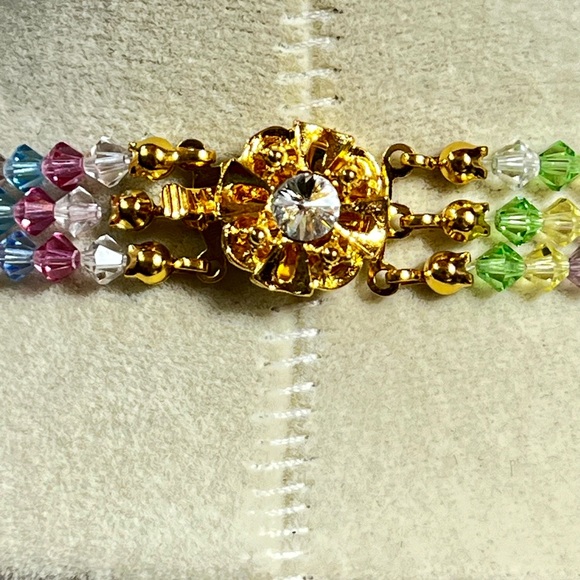 Pastel Swarovski Beads Three Strand Crystal Necklace - Picture 8 of 8